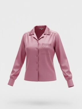 Women’s Mauve/Dusty Rose Button-Down Shirt with Embroidered Collar